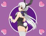 animal_ears ass bunny_ears bunny_tail bunnysuit long_hair looking_back ponytail rabbit_ears red_eyes silver_hair summer_tree_(natsuking) tail thigh-highs thighhighs vocaloid wrist_cuffs yowane_haku 