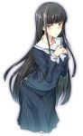  black_hair blue_eyes blush highres himegami_aisa mahaya school_uniform simple_background skirt solo to_aru_majutsu_no_index white_background 