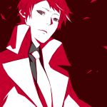  male mawaru_penguindrum miwa_shirou monochrome necktie red solo takakura_kanba trench_coat 