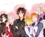  4girls archer black_hair blonde_hair brother_and_sister emiya_kiritsugu emiya_shirou family fate/stay_night fate/zero fate_(series) father_and_daughter father_and_son hisau_maiya illyasviel_von_einzbern irisviel_von_einzbern japanese_clothes kimono long_hair mother_and_daughter mother_and_son multiple_boys multiple_girls oekaki-daisuki-dessu raglan_sleeves red_hair redhead saber siblings time_paradox white_hair yellow_eyes 