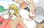  ? arm_holding bambi bambi_(movie) barnaby_brooks_jr blonde_hair bunny crossover disney drawr flower glasses miss_bunny namesake rabbit tiger_&amp;_bunny 