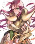  aries_mu armor facial_mark full_armor long_hair male pink_hair rosary saint_seiya simple_background solo 