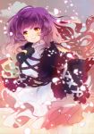  brown_hair dress gradient_hair hijiri_byakuren long_hair multicolored_hair poko_(mammypoko) purple_hair smile solo touhou yellow_eyes 