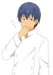  blue_eyes blue_hair chef donrima short_hair souma_hiroomi working!! yawning 