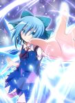  blue_eyes blue_hair bow cirno do_(4-rt) dress hair_bow highres short_hair smile solo touhou wings 