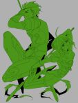  1girl ahoge armor belt fate/zero fate_(series) green kokutouxxx lancer_(fate/zero) lancer_(fate/zero)_(cosplay) monochrome polearm saber spear weapon 