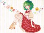  flower green_hair high_heels kazami_yuuka marker_(medium) plaid red_eyes shoes short_hair skirt smile solo touhou traditional_media yujup 