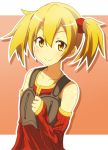  blonde_hair collarbone detached_sleeves drpow short_twintails silica smile solo sword_art_online tom_(drpow) twintails yellow_eyes 