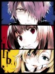  2girls arisaka_ako blonde_hair brown_hair eve_(ib) garry_(ib) gary_(ib) hair_over_one_eye ib ib_(ib) knife licking long_hair mary_(ib) multiple_girls palette_knife purple_hair short_hair spoilers tegaki title_drop 