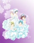  :d ;d absurdres akemi_homura alternate_costume alternate_hairstyle bad_id bare_shoulders black_hair blonde_hair blue_eyes blue_hair bouquet dress drill_hair elbow_gloves elbow_glvoes flower gloves highres isa_(chiyo-s) kaname_madoka long_hair mahou_shoujo_madoka_magica miki_sayaka multiple_girls open_mouth pink_eyes pink_hair purple_eyes red_eyes red_hair redhead sakura_kyouko short_hair side_ponytail smile tomoe_mami twin_drills veil violet_eyes wedding_dress wink yellow_eyes 