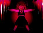  ascot blonde_hair darkness fang hair_ribbon long_sleeves open_mouth outstretched_arms red_eyes ribbon rumia shirosato short_hair solo touhou 