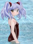  brown_eyes hoshino_ruri kidou_senkan_nadesico long_hair lupus purple_hair school_swimsuit swimsuit twintails 