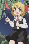  bamboo blonde_hair brush fang open_mouth red_eyes rumia solo tanabata tanzaku touhou yamase 