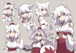  1girl akizuki_maku animal_ears expressions inubashiri_momiji japanese_clothes solo tail tokin_hat touhou wolf_ears wolf_tail 