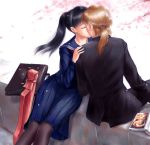  book couple kiss pony_tail present s_zenith_lee school_uniform serafuku tagme 