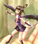  black_hair black_wings flat_chest hands minigirl onimusha tengu wings yosa 