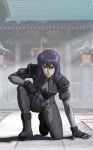 bodysuit ghost_in_the_shell gun highres kusanagi_motoko purple_hair weapon 