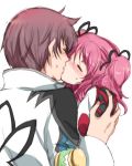  1girl asbel_lhant blush brown_hair cheria_barnes closed_eyes couple kiss kurimomo pink_hair tales_of_(series) tales_of_graces two_side_up 