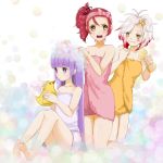  bad_id barefoot cheria_barnes feet long_hair multicolored_hair multiple_girls naked_towel pascal purple_eyes purple_hair red_hair redhead short_hair smile soles sophie_(tales_of_graces) tales_of_(series) tales_of_graces toes towel two-tone_hair violet_eyes white_hair yasuu! yellow_eyes 