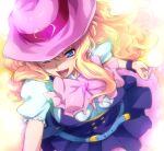  blue_eyes earrings hairu hat jewelry long_hair macross macross_frontier macross_frontier:_itsuwari_no_utahime open_mouth sheryl_nome smile solo 