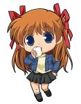  chibi eating food hand_on_hip kannazuki_yukito kanon long_hair nikuman orange_hair sawatari_makoto twintails 