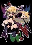  blonde_hair blush boots breasts chibi cleavage demon_girl gloves horns open_mouth oppai_loli original pointy_ears red_eyes ribbon solo succubus tail wings zankuro 