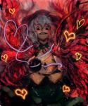  cong1991 creepy grin hat heart heart_of_string highres komeiji_koishi silver_hair smile solo teeth touhou you_gonna_get_raped 