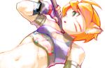  breath_of_fire breath_of_fire_ii capcom green_eyes midriff mizuki_kotora orange_hair polearm rinpoo_chuan short_hair solo weapon 