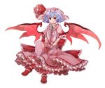  bat_wings blue_hair chachi_(azuzu) hat highres red_eyes remilia_scarlet short_hair solo touhou transparent_background wings 