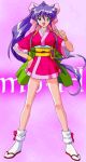  bow dancing_blade japanese_clothes kimono ribbon sandals shoes sword weapon 