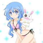  1girl bikini blue_eyes blue_hair date_a_live hand_puppet highres long_hair maimai251 puppet rabbit swimsuit yoshino_(date_a_live) 