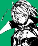  antenna artist_request beshi bow cape dress_shirt hair_bow long_sleeves monochrome shirt short_hair simple_background solo touhou wriggle_nightbug 