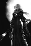  armor long_hair looking_at_viewer monochrome night s_zenith_lee scarf sword tagme 