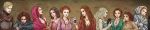  6+girls a_song_of_ice_and_fire arya_stark blonde_hair brienne_of_tarth brown_hair cersei_lannister daenerys_targaryen highres long_image margaery_tyrell melisandre multiple_girls osha_(a_song_of_ice_and_fire) redhead sansa_stark shae wide_image ygritte yoshoon 