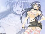  blue_hair breasts collar fang long_hair thigh-highs zoom_layer 