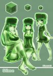  age_difference at2. blush character_name dress goo_girl green highres minecraft monster_girl multiple_girls personification slime_(minecraft) title_drop 