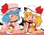  flandre_scarlet multiple_girls onikobe_rin pudding remilia_scarlet siblings sisters sweets touhou 