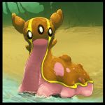  andrea_botiller beach gastrodon looking_at_viewer no_humans outdoors pink_skin pokemon pokemon_(creature) solo water 