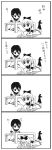  4koma book comic funami_yui gva200507 highres monochrome multiple_girls table toshinou_kyouko translated yuru_yuri 