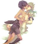  hair_ornament hakuryuu_(inazuma_eleven) inazuma_eleven inazuma_eleven_(series) inazuma_eleven_go long_hair male multiple_boys shiro_(reptil) shirtless short_hair shorts shuu_(inazuma_eleven) simple_background socks white_background yaoi 