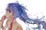  ayumaru_(art_of_life) bad_id blue_eyes blue_hair hands hatsune_miku long_hair looking_at_viewer profile simple_background twintails very_long_hair vocaloid 