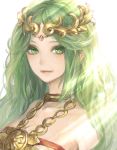  bare_shoulders bonnou-s-rice green_eyes green_hair jewelry kid_icarus long_hair palutena solo 