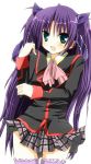  kazuki_marina little_busters!! long_hair plaid plaid_skirt purple_hair ribbon sasasegawa_sasami skirt thigh-highs thighhighs 