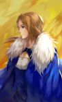  bad_id blue_hair cape cleavage_cutout dress fate/zero fate_(series) fur_trim highres lightofheaven long_hair ponytail saber solo 