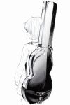  from_behind guitar_case instrument_case looking_back monochrome original sawasawa short_hair simple_background solo 
