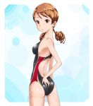  1girl ass brown_eyes brown_hair chigusa competition_swimsuit drill_hair from_behind houjou_karen idolmaster idolmaster_cinderella_girls looking_back one-piece_swimsuit swimsuit twintails 