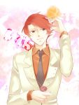  aokiri_(dolce) butterfly highres male necktie red_hair redhead short_hair smile solo umineko_no_naku_koro_ni ushiromiya_battler 