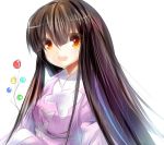  bow branch brown_hair haruhi0816 houraisan_kaguya jeweled_branch_of_hourai long_hair long_sleeves multicolored_hair open_mouth purple_hair solo touhou two-tone_hair very_long_hair white_background yellow_eyes 