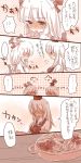  blush comic fujiwara_no_mokou kamishirasawa_keine long_hair monochrome multiple_girls touhou translation_request zawameki 