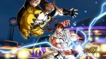  battle black_hair blonde_hair braid dougi eyebrows facial_hair fat_man fingerless_gloves gloves hadouken headband highres jumpsuit male multiple_boys muscle mustache rufus_(street_fighter) ryuu_(street_fighter) short_hair single_braid street_fighter street_fighter_iv thick_eyebrows 